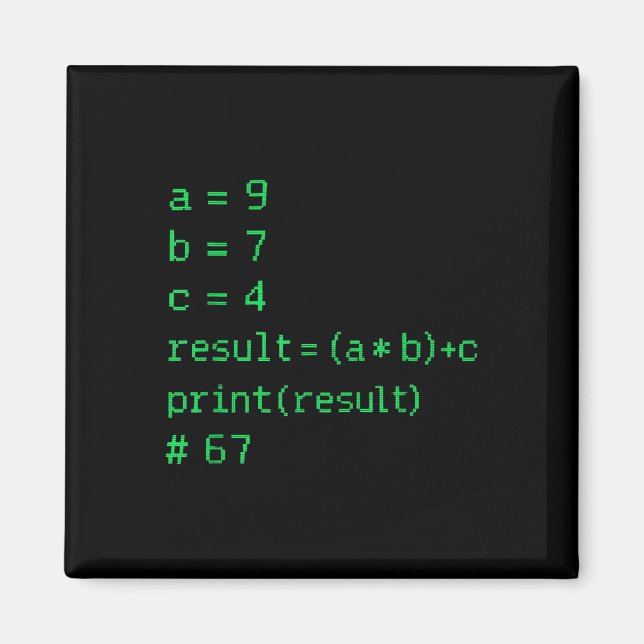 Imán 67 Código Meme Python Resultado Humor Geek Seis Si (Frente)