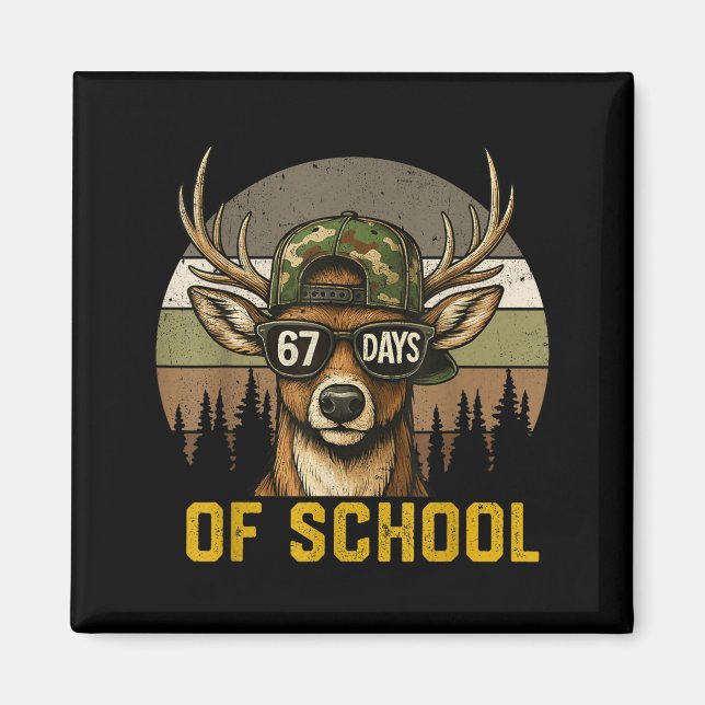 Imán 67 Days Of School Deer Hunting Boy Camo Boy Girl T (Frente)