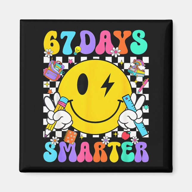 Imán 67 Days Of School Smile Face 67 Days Smarter Teach (Frente)