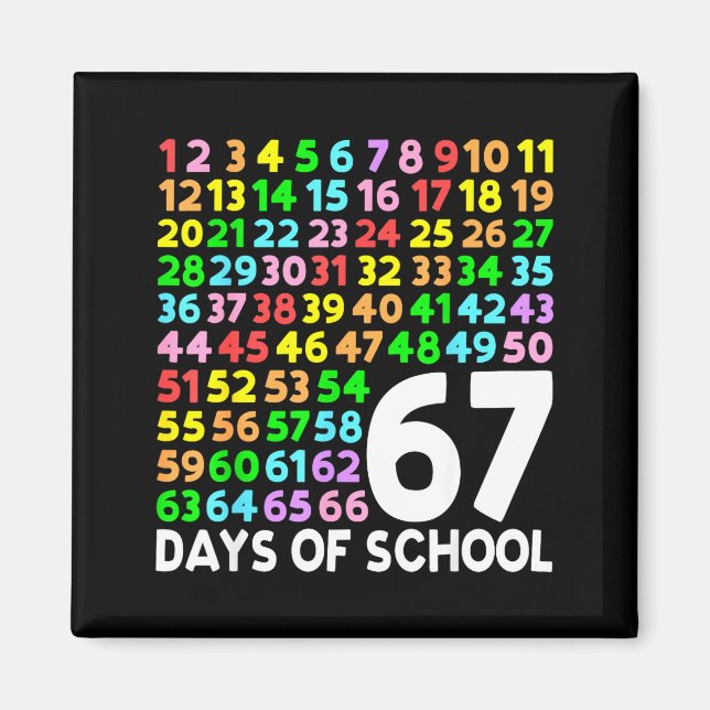 Imán 67 Days Of School Teacher Kids Boy 67 Math Numbers (Frente)