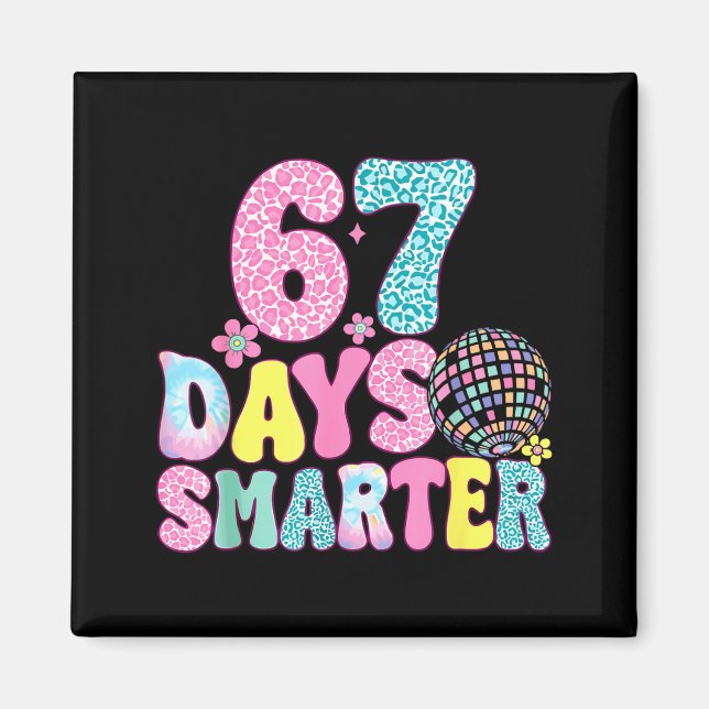 Imán 67 Days Smarter Rainbow Back To School Teacher Kid (Frente)