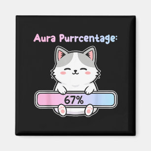 Imán 67 divertido gato aura energía en seis siete meme