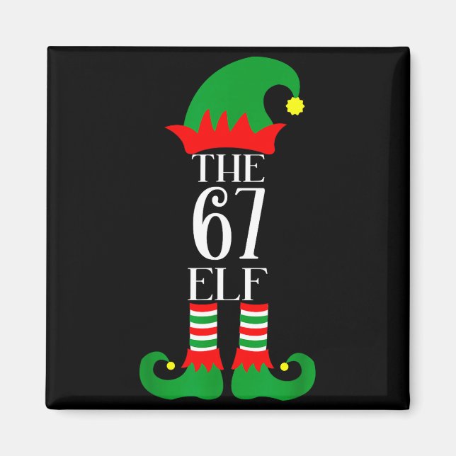 Imán 67 Elf Christmas Costume Pajama 67 Meme Gen Alpha  (Frente)