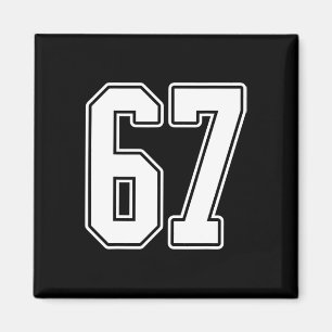Imán #67 Esbozo blanco número 67 Estíl de Jersey de los
