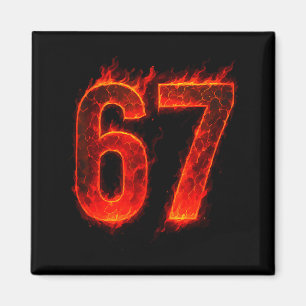 Imán 67 Flame Número Sesenta Y Siete Meme 67 Niño