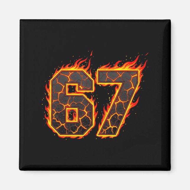 Imán 67 Flames Meme Seis Siete Fuego Divertido Gen Alph (Frente)