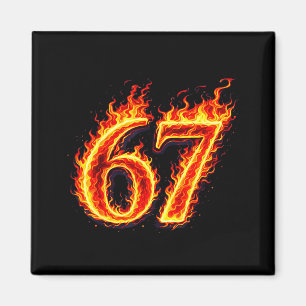 Imán 67 fuego seis siete meme llamas jerga número diver