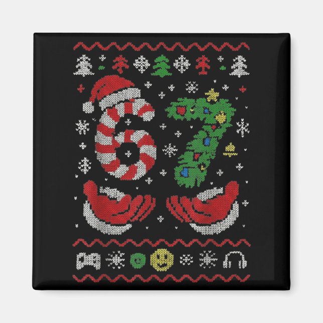 Imán 67 Gen Alpha Meme Ugly Christmas 6 7 Family Matchi (Frente)