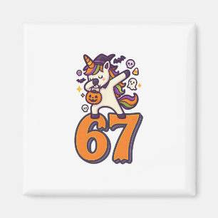 Imán 67 Halloween Unicorn Brainrot Meme Seis Siete Chic