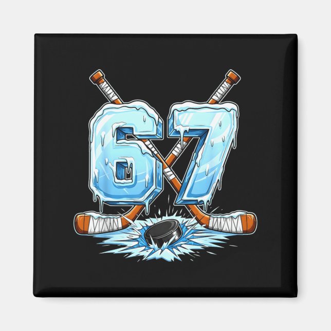 Imán 67 Hockey Drip Number Funny Meme Style Boys Graphi (Frente)