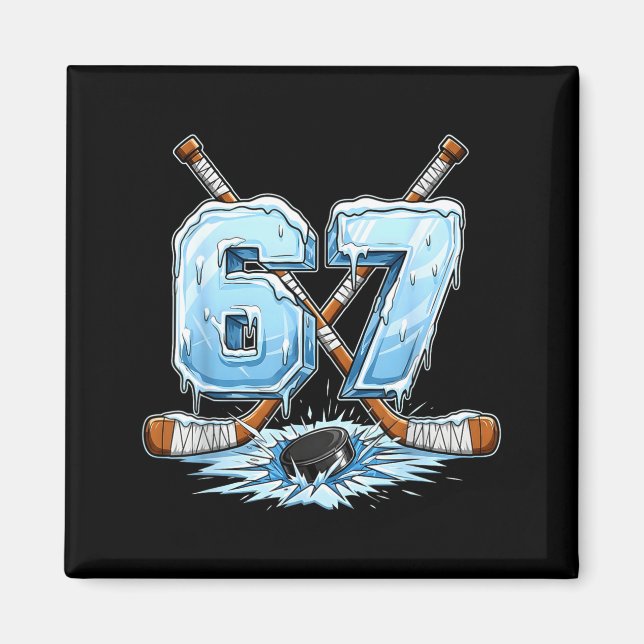 Imán 67 Hockey Drip Number Funny Meme Style Boys Graphi (Frente)
