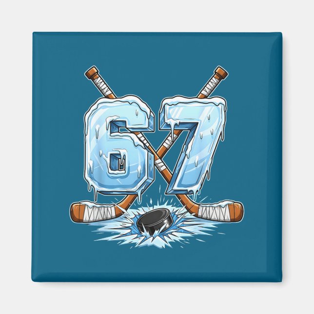 Imán 67 Hockey Drip Number Funny Meme Style Boys Graphi (Frente)