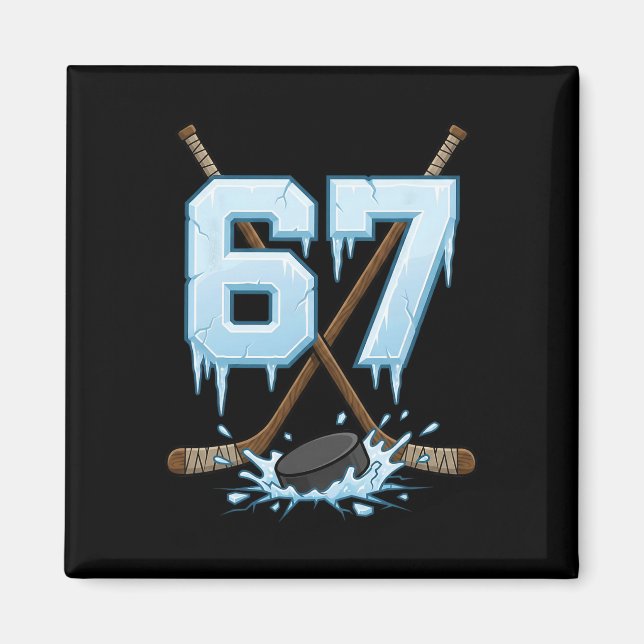 Imán 67 Hockey Drip Número Funny Meme Gen Alpha jerga S (Frente)
