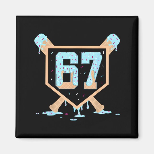 Imán 67 Ice Cream Drip Baseball Meme Funny Six Seven Ge (Frente)