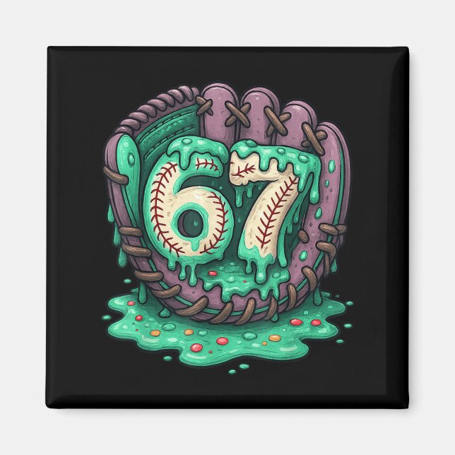Imán 67 Ice Cream Drip Funny Six Seven Baseball  (Frente)