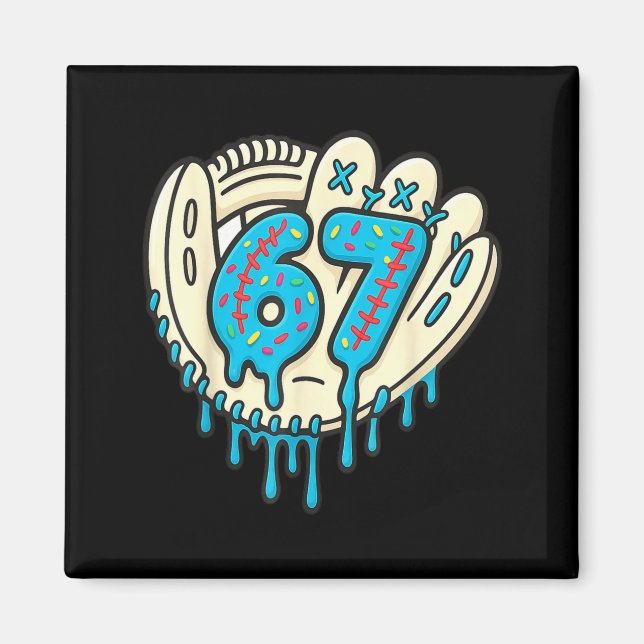 Imán 67 Ice Cream Drip Funny Six Seven Baseball  (Frente)