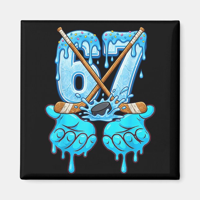 Imán 67 Ice Cream Drip Hockey Gen Alpha Slang Six Seven (Frente)
