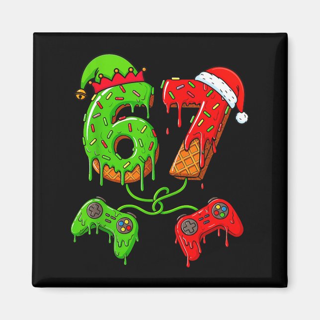 Imán 67 Ice Cream Drip Meme Gamer Six Seven Christmas B (Frente)