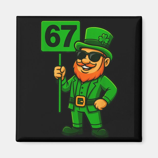 Imán 67 Leprechaun Six Seven Gen Meme Lucky Vibes St Pa (Frente)