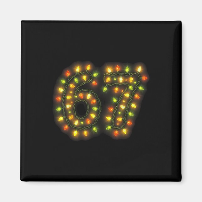 Imán 67 Luces de Navidad 6 7 Meme Gen Alpha jerga  (Frente)