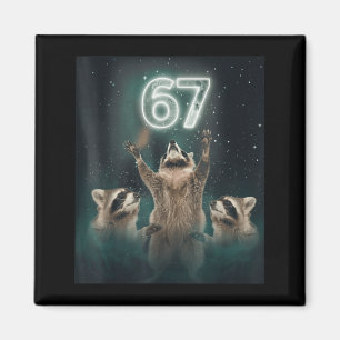 Imán 67 Mapache Meme Aullando A La Luna 6 7 Divertido R