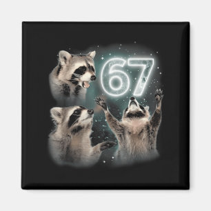 Imán 67 Mapache Meme Aullando A La Luna Seis Siete Basu