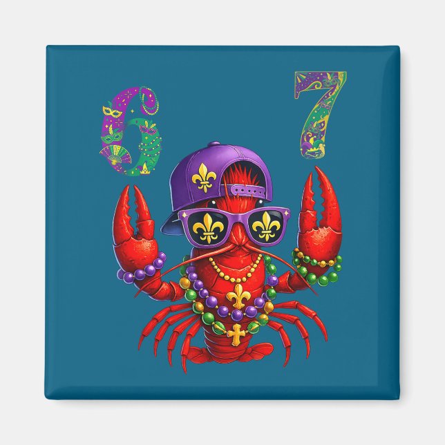 Imán 67 Mardi Gras Crawfish Beads Six Seven Carnival Bo (Frente)