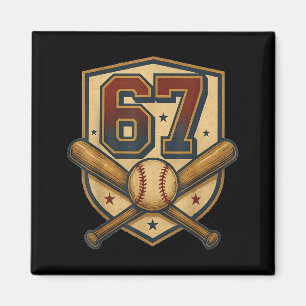 Imán 67 Meme de béisbol vintage cresta Srts divertido r