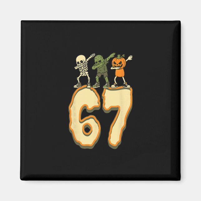 Imán 67 Meme de Halloween 6 7 Números Seis Siete Niños  (Frente)