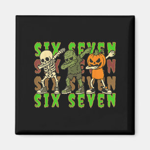 Imán 67 Meme de Halloween Six Seven Esqueleto Bailando