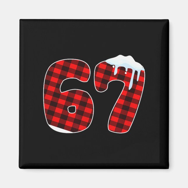 Imán 67 Meme de Navidad 6 7 Números Seis Siete Navidad  (Frente)