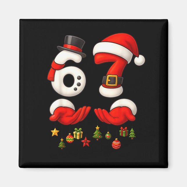 Imán 67 Meme de Navidad Divertido 6 7 Manos Argot de Ge (Frente)