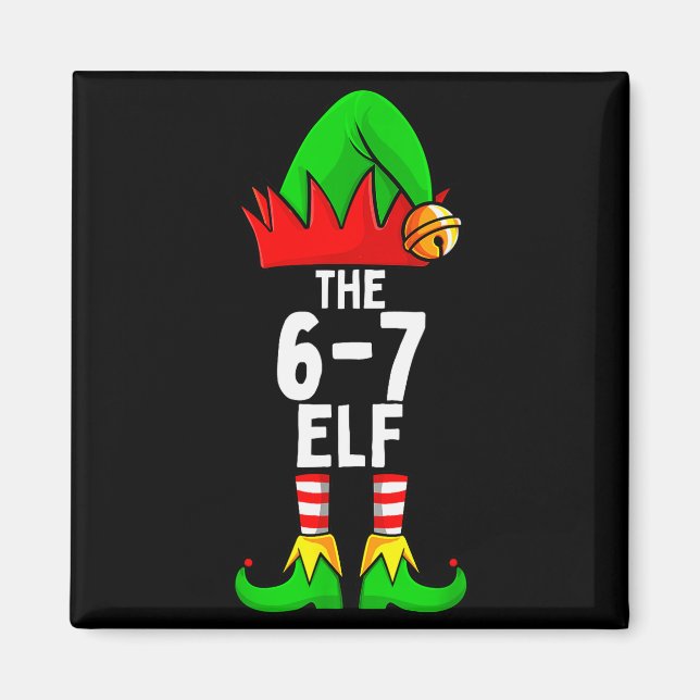 Imán 67 Meme Elf Christmas Matching Family 6-7 Brainrot (Frente)