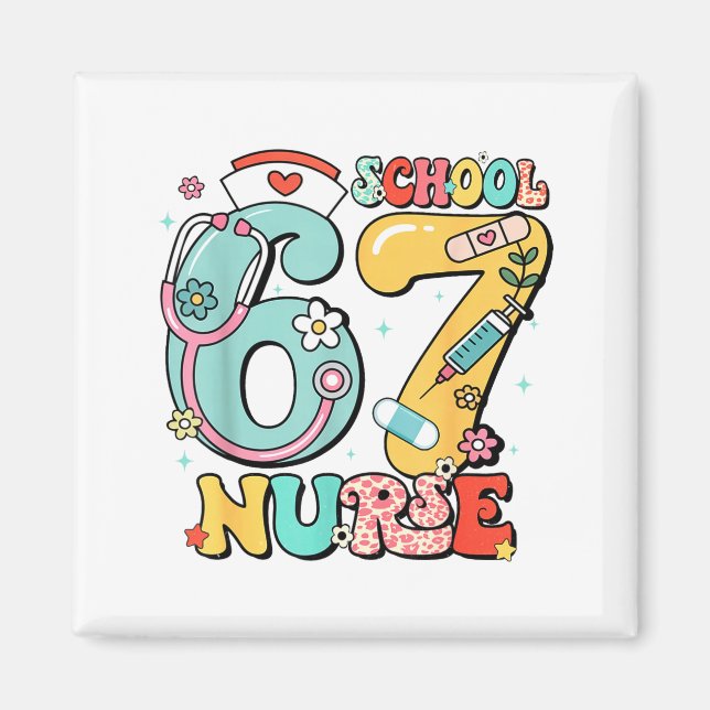 Imán 67 Meme Funny School Nurse Six Seven Meme  (Frente)