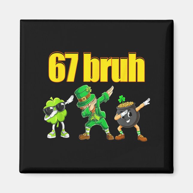 Imán 67 meme haciendo dab con duende trébol de oro olla (Frente)