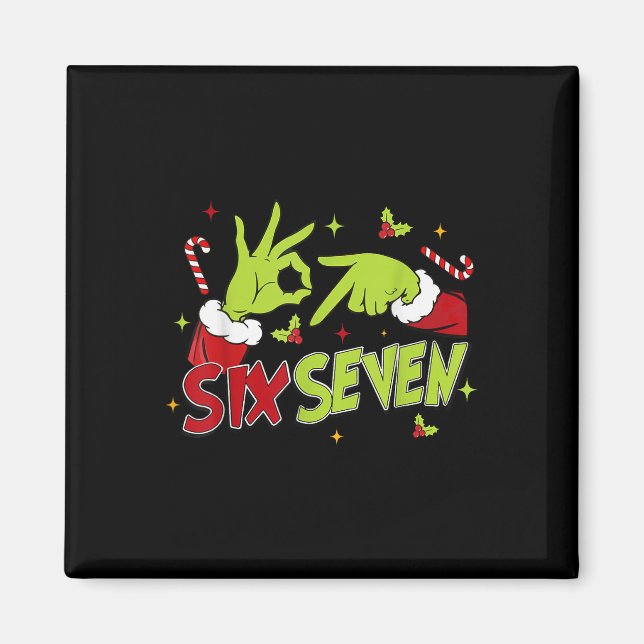 Imán 67 Meme Humor 6-7 Funny Six Seven Christmas  (Frente)