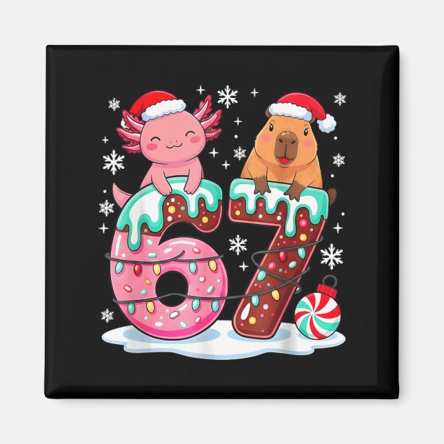 Imán 67 Meme Kawaii Axolotl Capybara Christmas Ice Crea (Frente)
