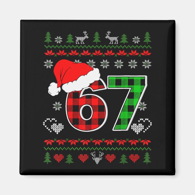 Imán 67 Meme Navidad Seis Siete Xmas Suéter Feo Hombres (Frente)