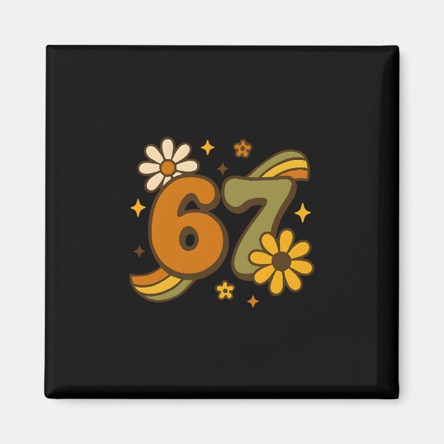 Imán 67 Meme Otoño Groovy Retro 70s Seis Siete Boho (Frente)