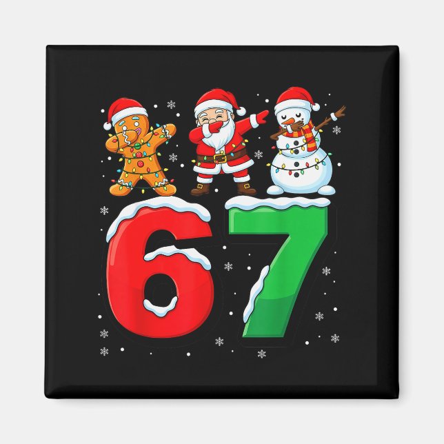 Imán 67 Meme Seis Siete Santa Dabbing 6 7 Navidad Diver (Frente)