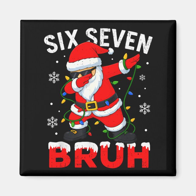 Imán 67 Meme Six Seven Bruh Dabbing Santa Funny Christm (Frente)