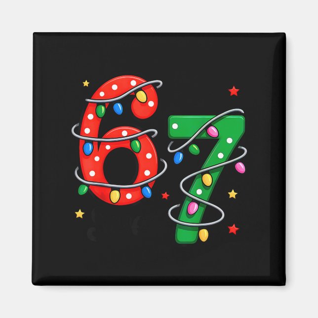 Imán 67 Meme Six Seven Pijamas Divertidos De Navidad Ni (Frente)