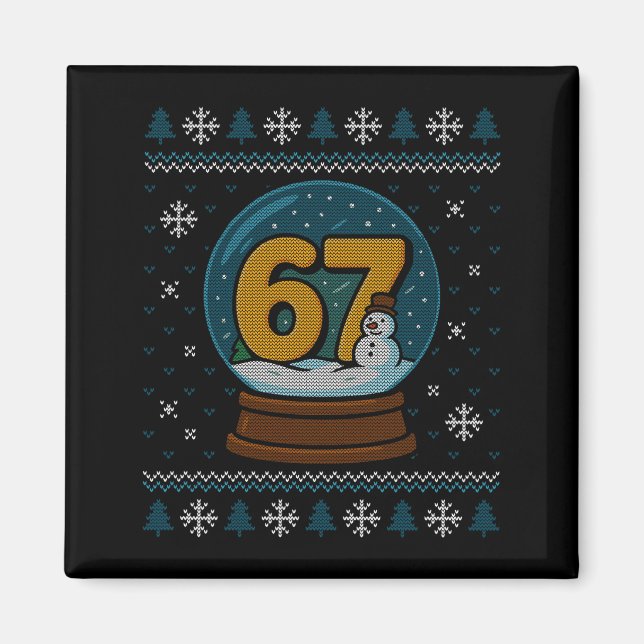 Imán 67 Meme Snow Globe Christmas Ugly Sweater Xmas Cel (Frente)