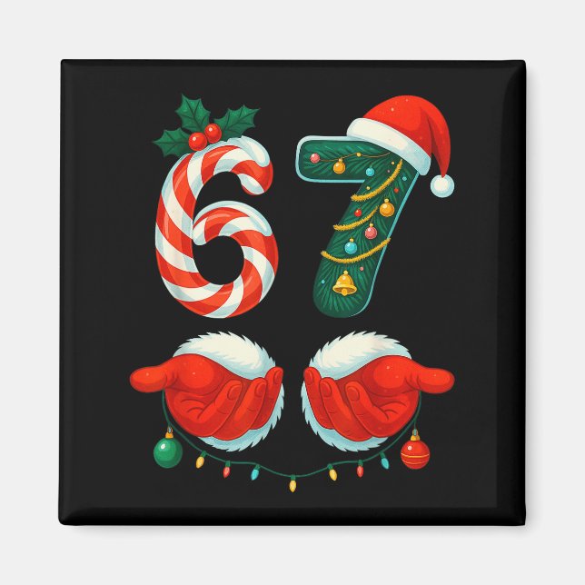 Imán 67 Navidad 6 7 Meme Pijamas Fiesta Gen Alpha Sl (Frente)