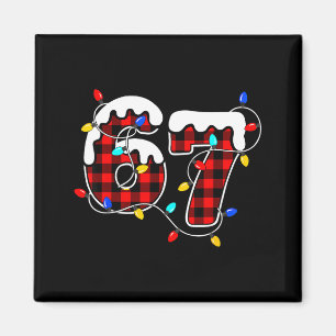 Imán 67 Navidad Cuadro Rojo 6 7 Seis Siete Chicos Navid
