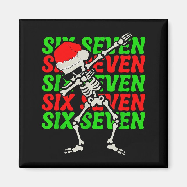 Imán 67 Navidad Divertido Seis Siete Meme Brainrot Dabb (Frente)