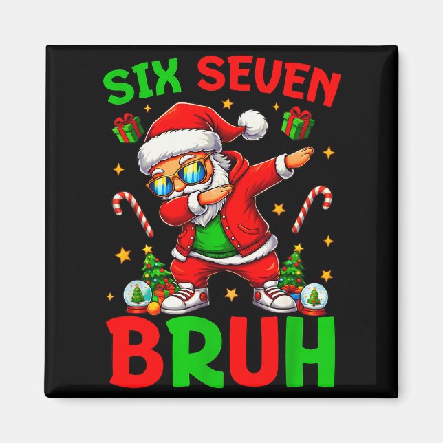 Imán 67 Navidad Divertido Seis Siete Meme Brainrot Sant (Frente)