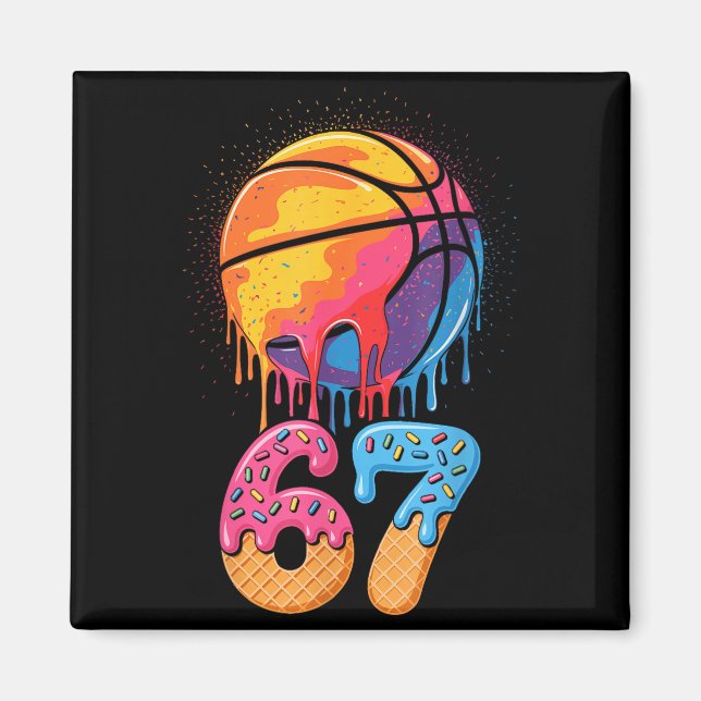 Imán 67 Player 67th Birthday Basketball Drip Number Ice (Frente)