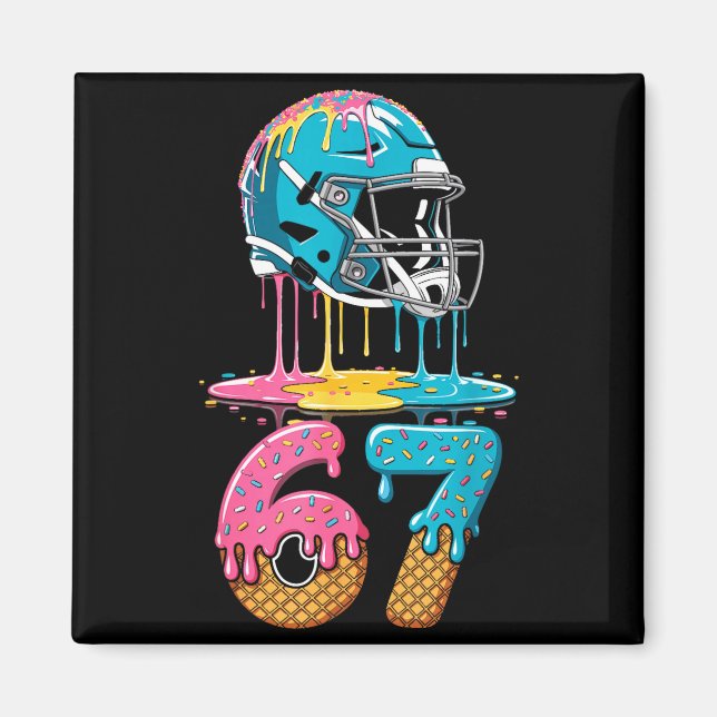 Imán 67 Player 67th Birthday Ice Cream American Footbal (Frente)