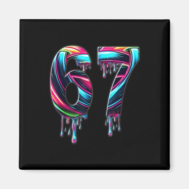 Imán 67 Six Seven 6 7 Meme Design Funny 6 7  (Frente)
